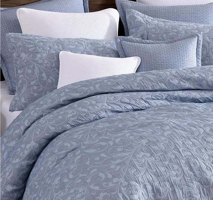 Leoni Quilt Cover Set Range Blue Manchester Warehouse
