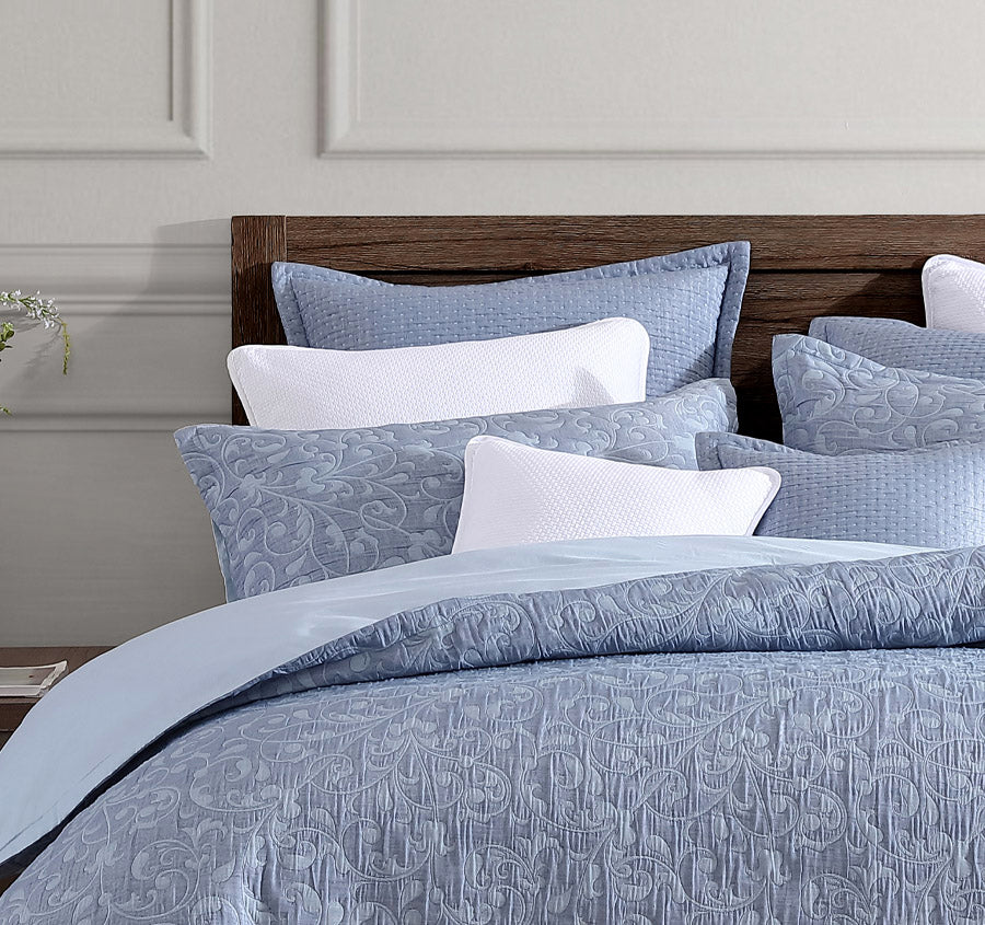 Leoni Quilt Cover Set Range Blue Manchester Warehouse