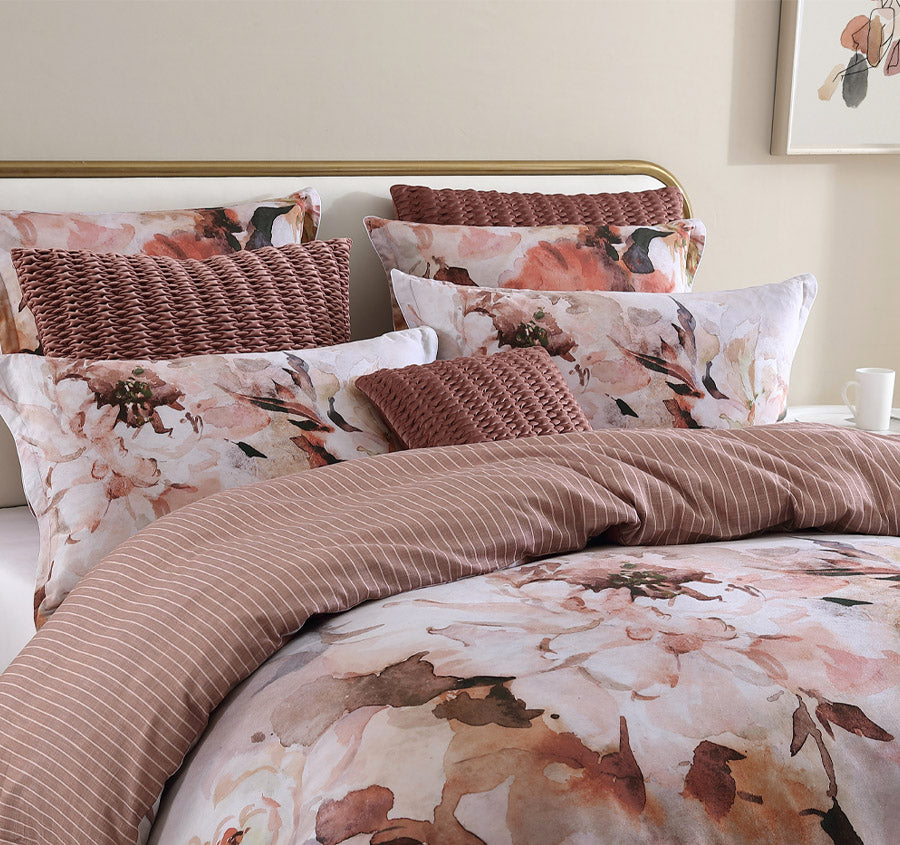 Tessa Quilt Cover Set Range Peach