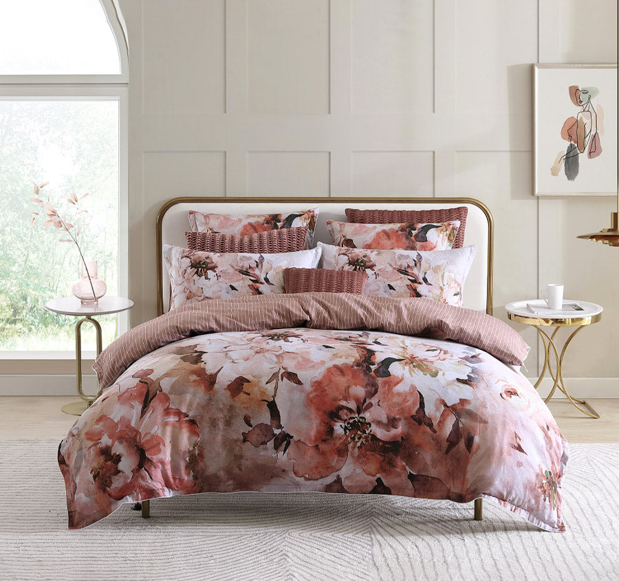 Tessa Quilt Cover Set Range Peach