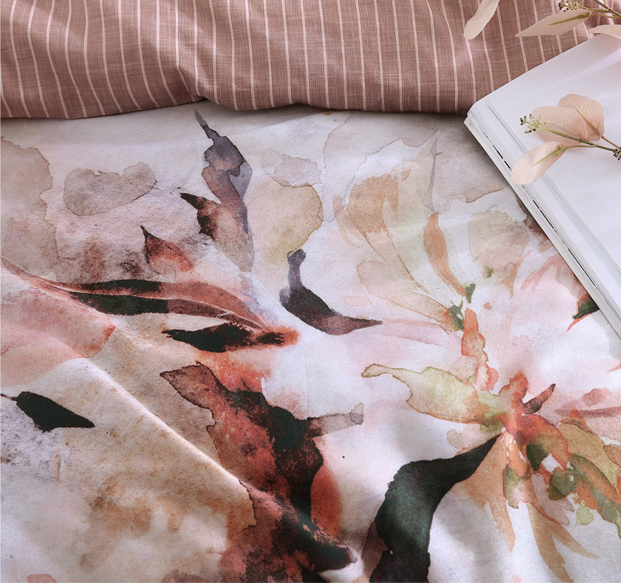 Tessa Quilt Cover Set Range Peach