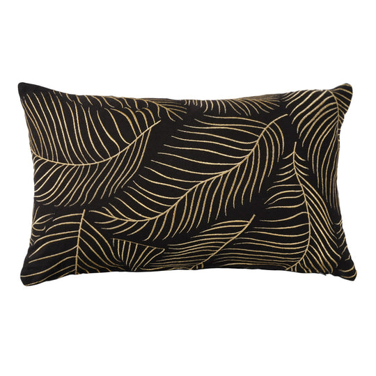 Golden Palms 30x50cm Filled Cushion Black