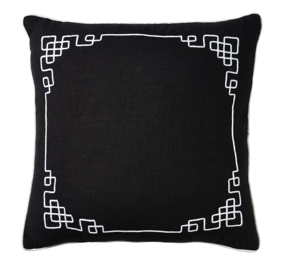 Linen Bedford 50x50cm Filled Cushion Black