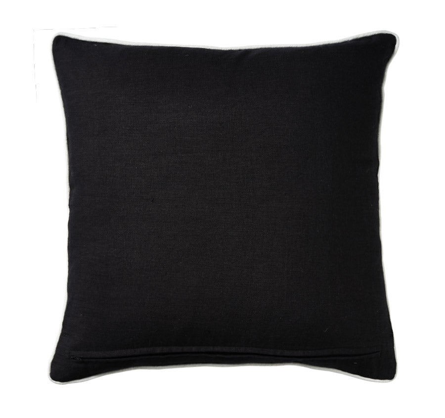 Linen Bedford 50x50cm Filled Cushion Black