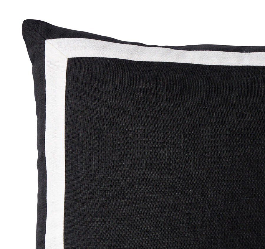 Linen Florence Border 50x50 Cushion Black