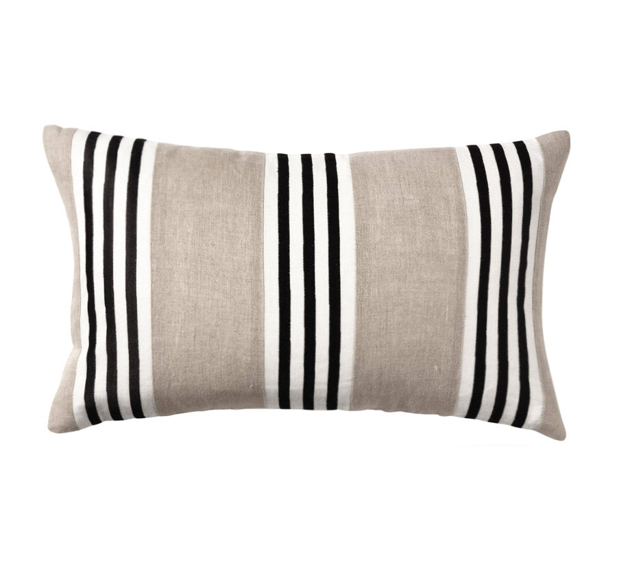 Linen Maison Stripe 30x50cm Filled Cushion Sand