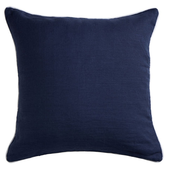 Linen Piping 50x50cm Filled Cushion Navy