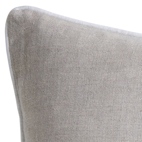 Linen Piping 50x50cm Filled Cushion Sand