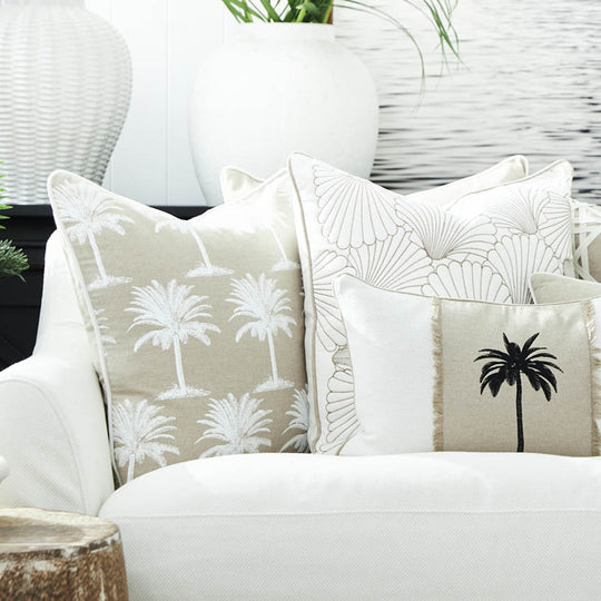 Havana Palm 30x50cm Filled Cushion White