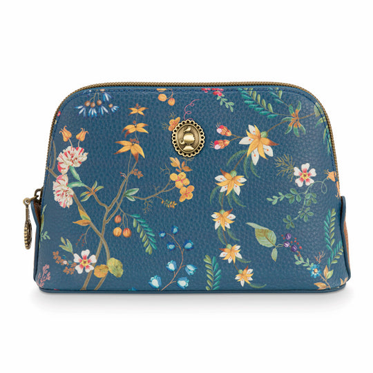 Petites Fleurs Small Triangle Cosmetic Bag Blue