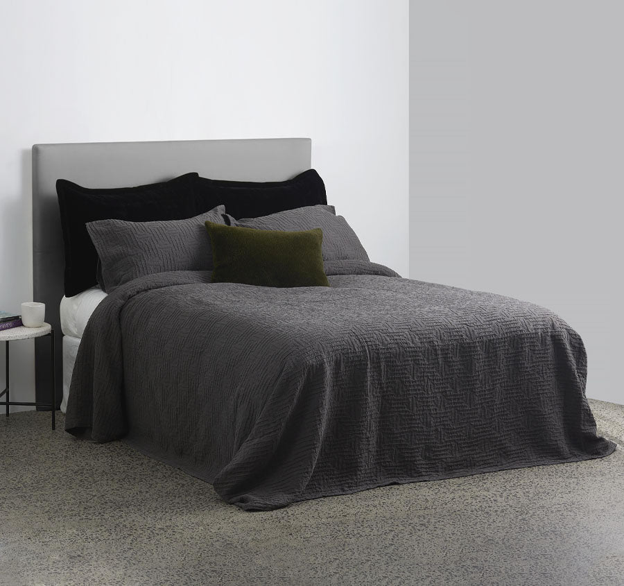 Capsule Bedspread Set Range Charcoal Manchester Warehouse