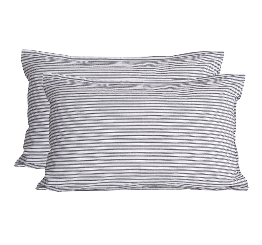Classic Ticking Standard Pillowcase Pair Black