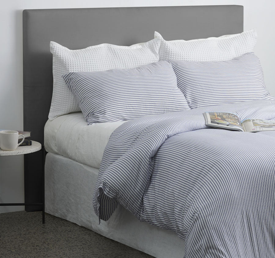 Classic Ticking Quilt Cover Set Range Navy