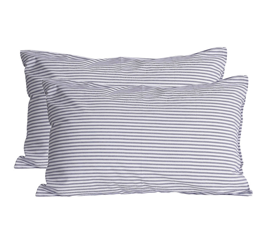 Classic Ticking Standard Pillowcase Pair Navy