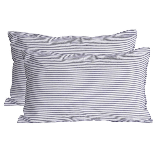Classic Ticking Standard Pillowcase Pair Navy