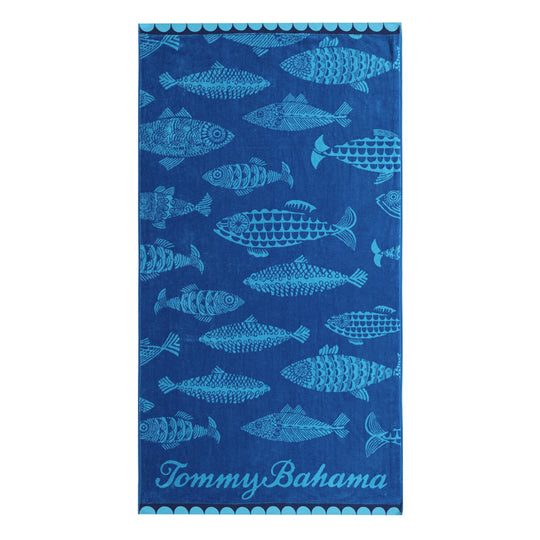 Fish 91x173cm Beach Towel Blue