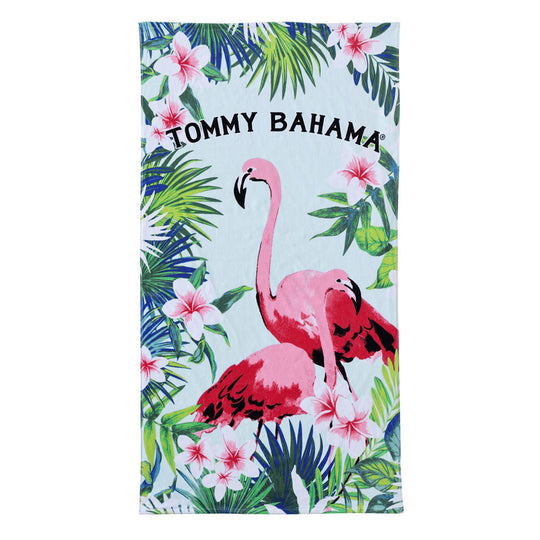 Flamingo Fronds 91x172cm Beach Towel Blue