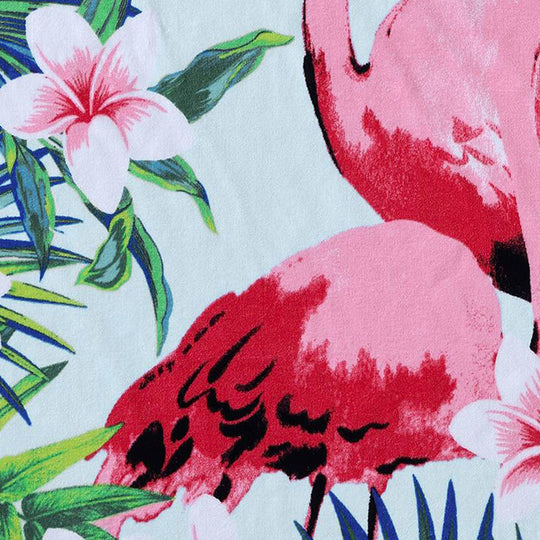 Flamingo Fronds 91x172cm Beach Towel Blue
