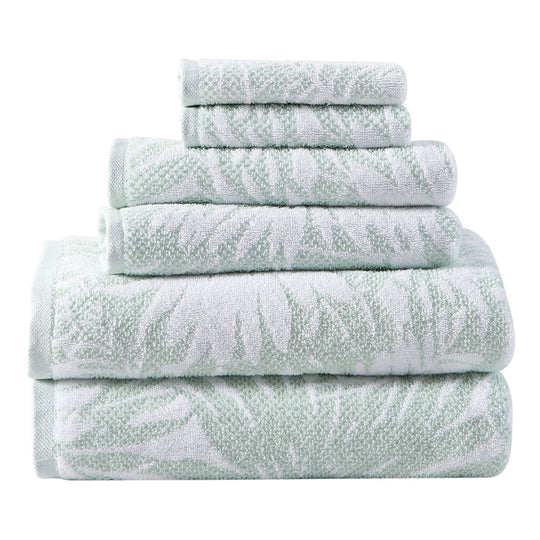 Lago Palm 6 Piece Towel Set Coconut and Whirlpool