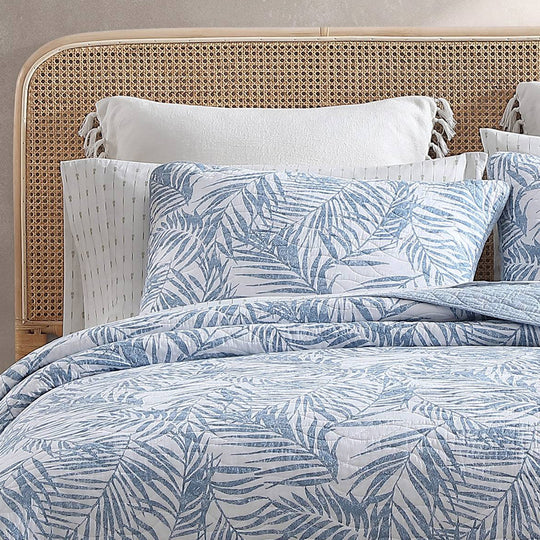 Palm Day Coverlet Set Blue Canal