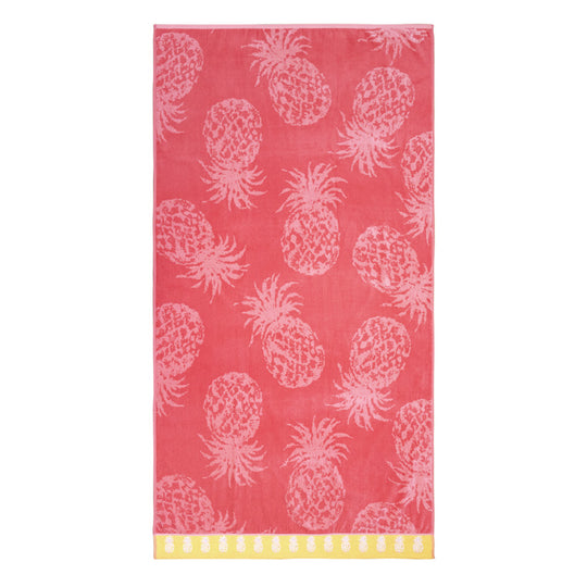 Pineapple Passion 91x173cm Beach Towel Coral and Peach