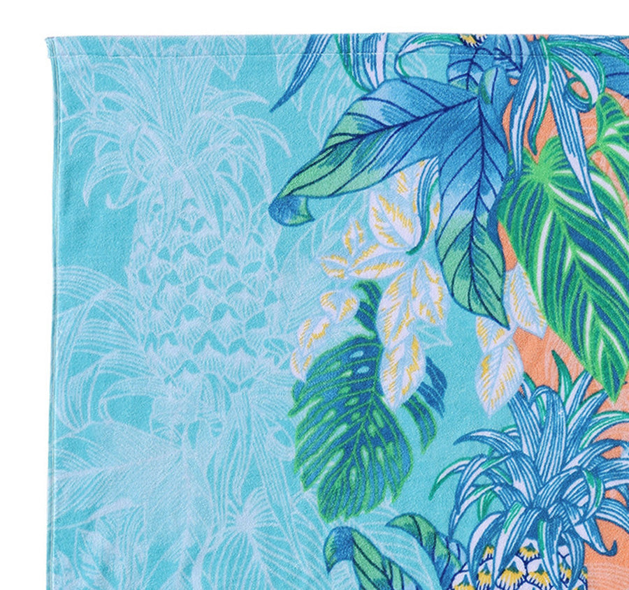 Pineapple Splash 91x172cm Beach Towel Aqua and Coral