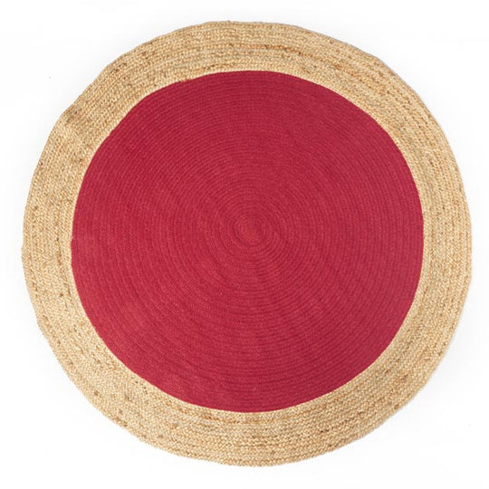 Maha Round Jute Handloom Floor Rug Range Red