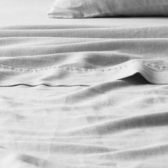 Vintage Washed Linen Cotton Sheet Set Range White
