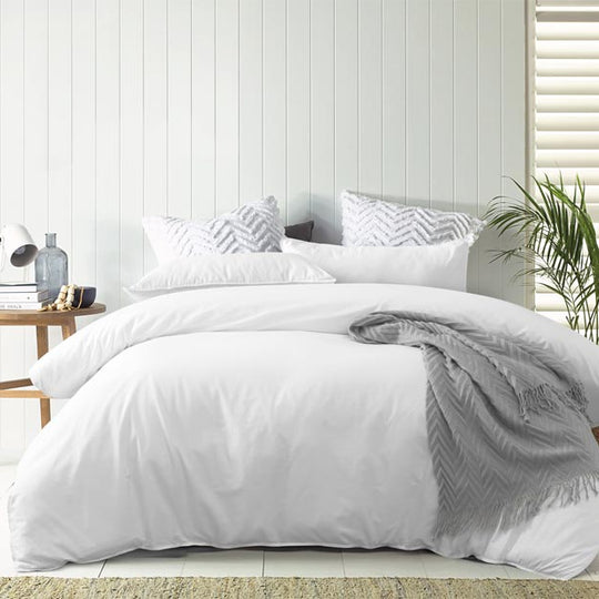 Washed Cotton Quilt Cover Set Range White