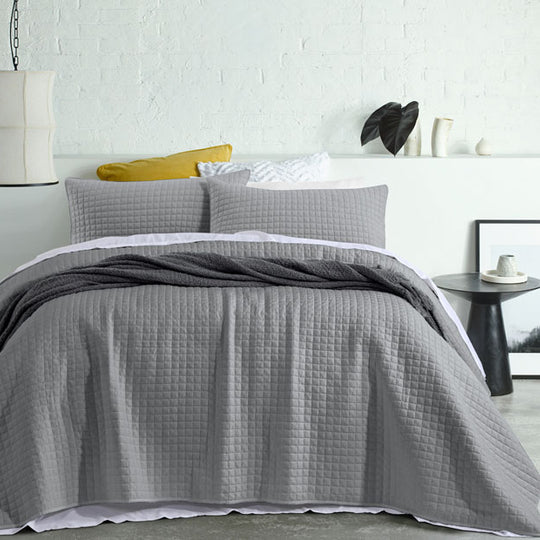 Zane Queen Bed and King Bed Coverlet Set Charcoal